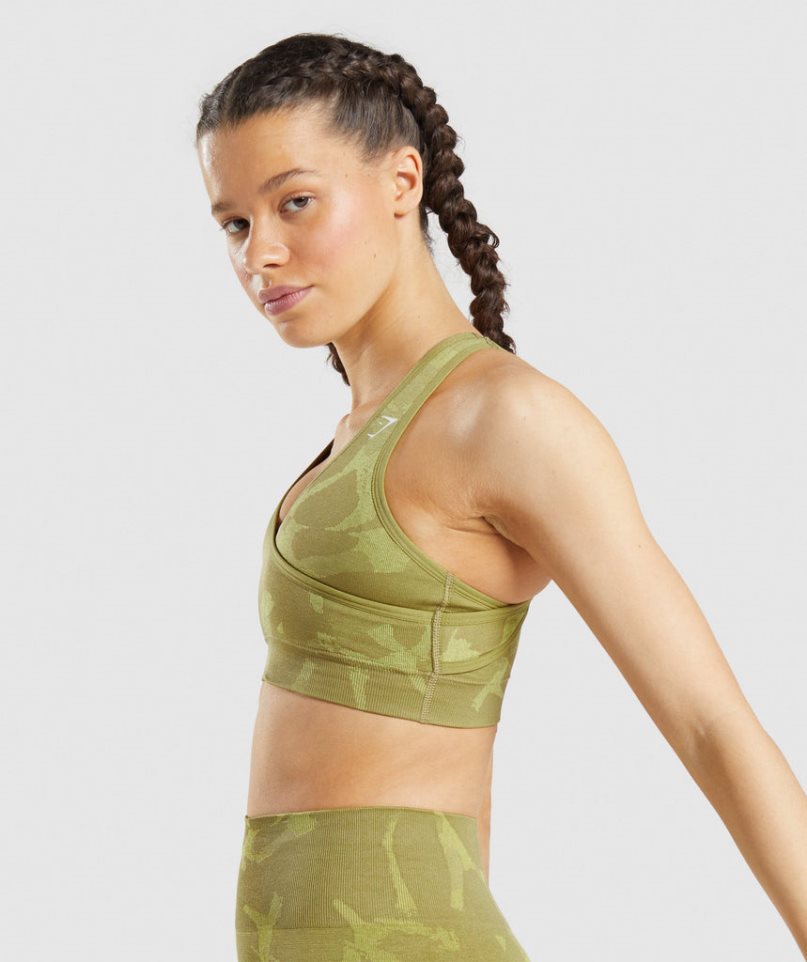 Women's Gymshark Adapt Camo Seamless Sports Bra Green | NZ 6TFPNW